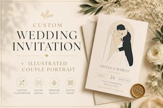 design a custom wedding invitation with your portrait