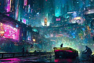do cyberpunk scifi futuristic city