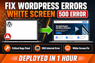 fix wordpress white screen 500 error and critical bugs in 1hr