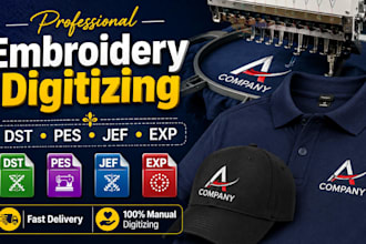 digitize your logo for embroidery dst pes jef exp