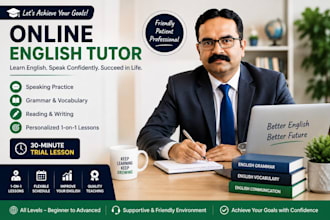 teach english grammar, spoken english, and online lessons