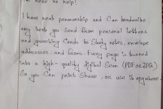 handwrite your text in neat clean handwriting