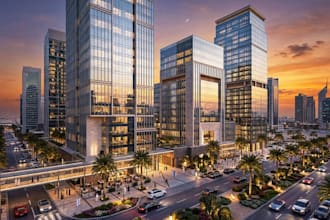 create photorealistic 3d architectural building, real estate design, cityscape