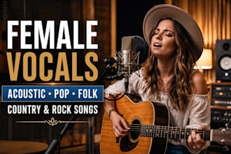 record female vocals for acoustic guitar, pop, folk, country and rock songs