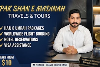 offer complete travel agency services, flights and umrah packages