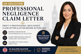 draft a professional negligence claim letter and letter before action lba