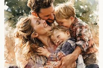 make watercolor family portrait