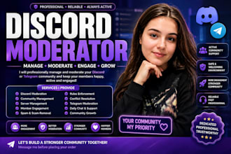 discord moderator telegram admin discord community manager boost engagement