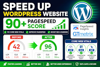 speed up wordpress website, fix core web vitals and improve pagespeed