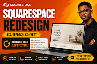 redesign outdated squarespace business website, squarespace website development