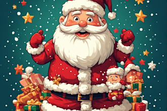 draw professonal christmas caricatur illustration  conceptart