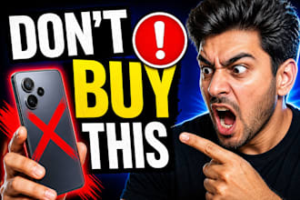 design tech review youtube thumbnails with angry face CTR
