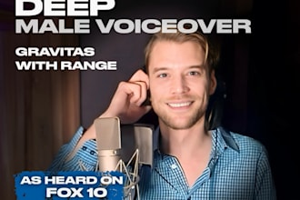 record a deep cinematic male voice over with gravitas