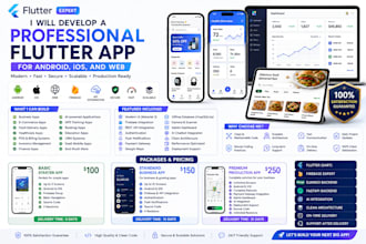 develop a professional flutter app for android, ios, and web