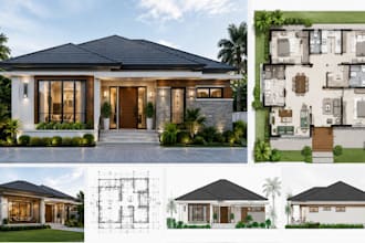 create modern bungalow plans and architectural designs