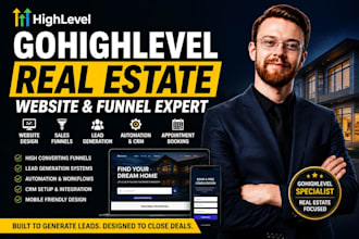 build go high level website ghl landing page and real estate funnel