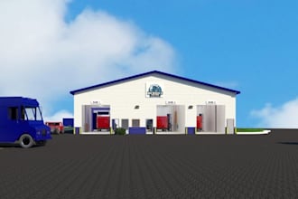 design 3d car wash, truck wash, auto detailing , service facility, valeting bay