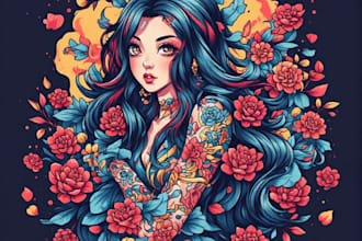 draw amazing anime tattoo design illustration concept art