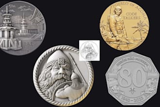 sculpt custom coin, bas relief, medallion, pendant, stl for cnc and 3d print