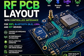 rf pcb layout with controlled impedance for wifi, bluetooth, lora and iot device