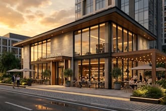 design detail restaurant, cafe, bar, lounge and event space interior 3d render