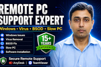 fix your windows PC, remove virus, and provide remote tech support