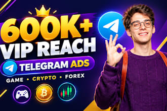 reach 600k VIP game lovers with VIP telegram ads, crypto and forex promotion