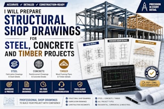 prepare structural shop drawings for steel, concrete and timber projects