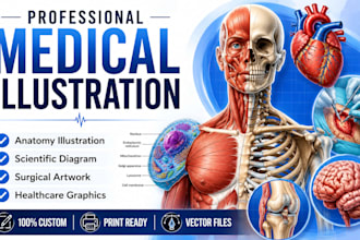 create professional medical anatomy scientific illustration diagram, heailthcare