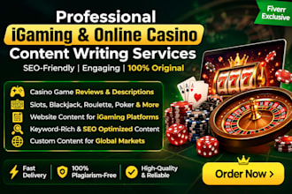 write SEO igaming articles and blogs for organic traffic