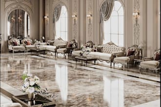 design luxury shia majlis interior, muharram villa with realistic 3d rendering