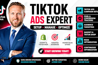 create, set up and manage tiktok ads for shopify, tiktok shop and ecommerce