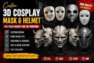create custom 3d cosplay mask, helmet and wearable stl for 3d printing