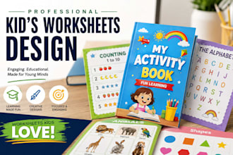 design kids worksheet educational workbook kids workbook or children workbook