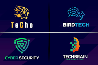 create modern tech, cybersecurity, and startup logo