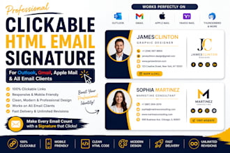 do clickable HTML email signature for outlook, gmail, apple mail