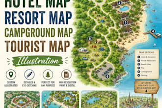 create hotel map resort map campground map tourist map illustration