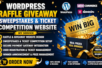 design wordpress raffle giveaway website, sweepstakes ticket competition website