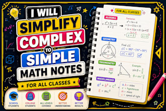 simplify complex math concepts into easy to understand study notes