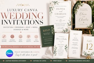 design luxury canva wedding invitation program rsvp outdoor wedding menu signage