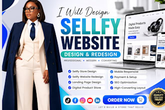 design redesign customize sellfy website for digital product