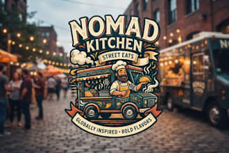 design a creative food truck logo for your street food business