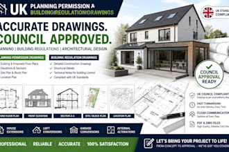 create UK planning permission and building regulation drawings, building control