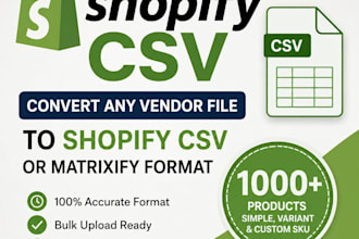 convert vendor product files to shopify, woocommerce or bigcommerce CSV
