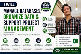 manage databases, organize data,support project management
