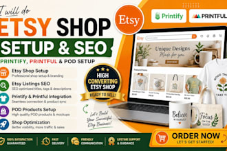 do etsy shop setup etsy listings SEO etsy printify printful and pod set