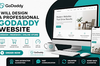 design a professional godaddy website, godaddy online store, or redesign