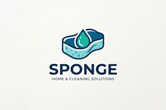 design a clean sponge brand logo for household and cleaning product