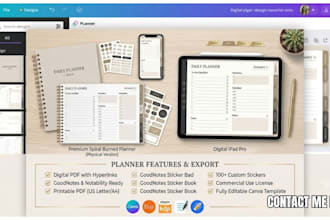 do editable esty digital planner kdp journal hyperlinked planner digital product