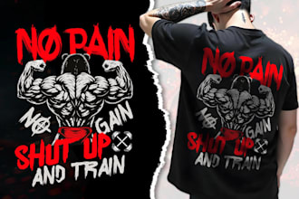 create custom gym fitness t shirt design for print on demand